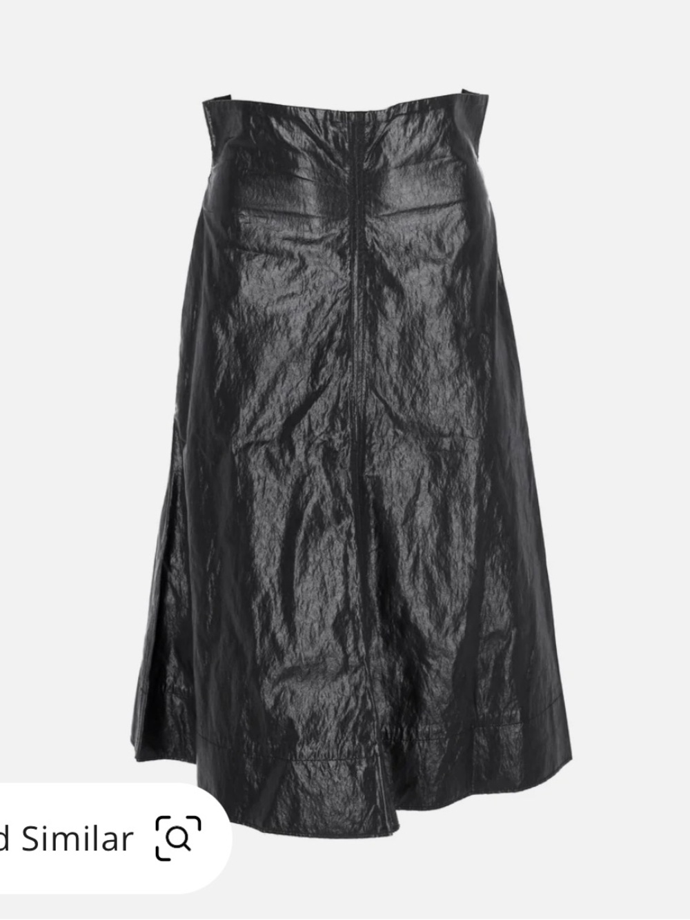 PHILOSOPHY DI LORENZO SERAFINI FAUX CRINKLED LEATHER A-LINE SKIRT IN BLACK